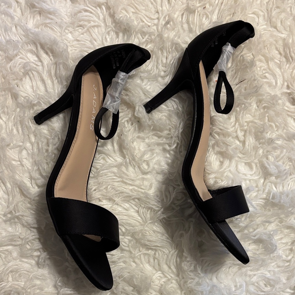 J. Adams DOVE Chic Black Satin Heels